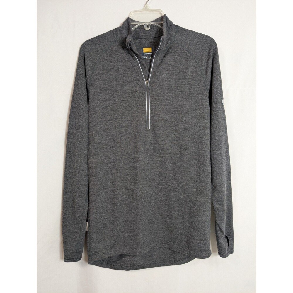 Meriwool Mens Base Layer 100% Merino Wool Heavyweight 320g Half Zip Sweater Med